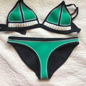 Farrah Wild Thing Green Neoprene Triangl Bikini